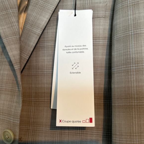 NWT Calvin Klein Slim Fit Stretch Sport Coat Blazer – Beige Plaid, Men’s 36R - Picture 4 of 8